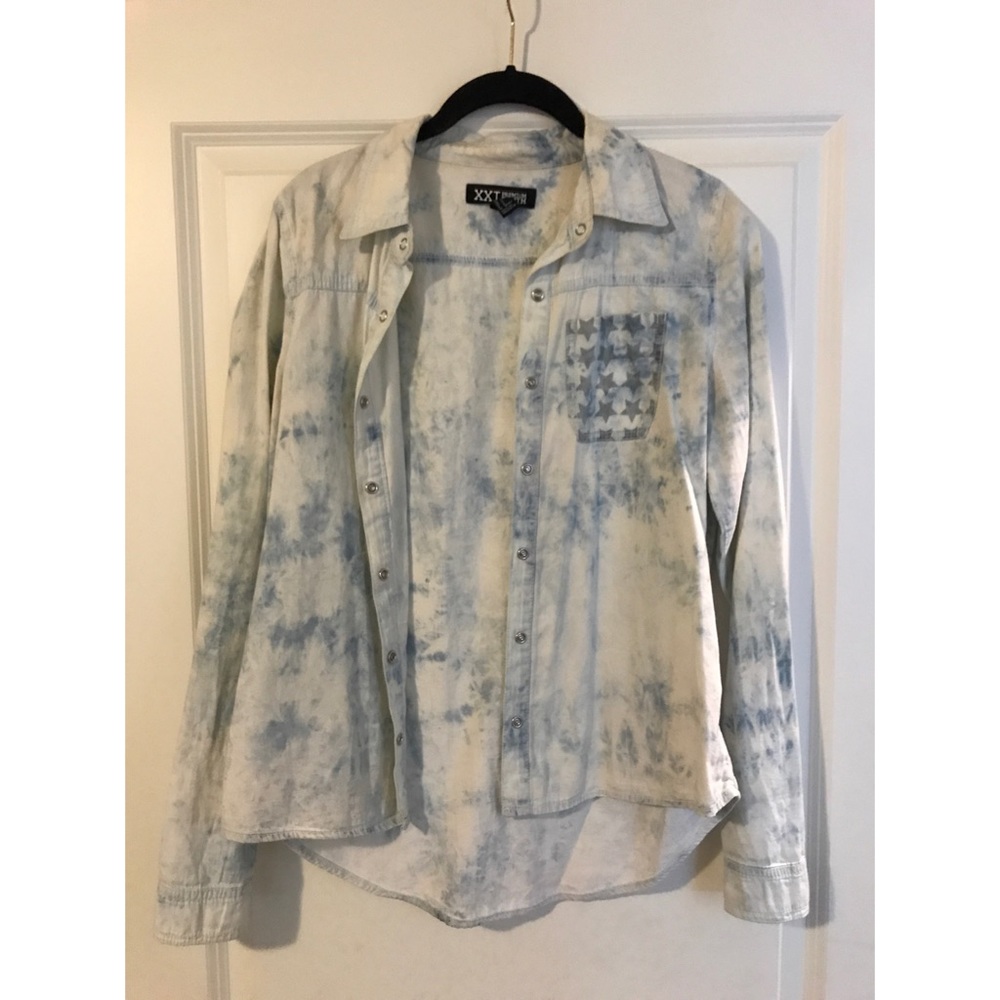 Acid wash jean button down
